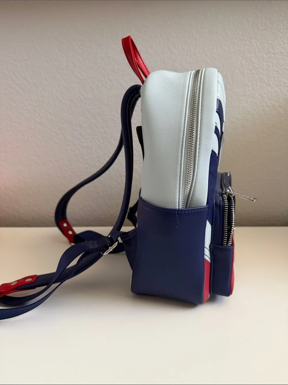 Loungefly Kids Red, White & Blue Falcon and Winter Soldier Shield Mini Backpack